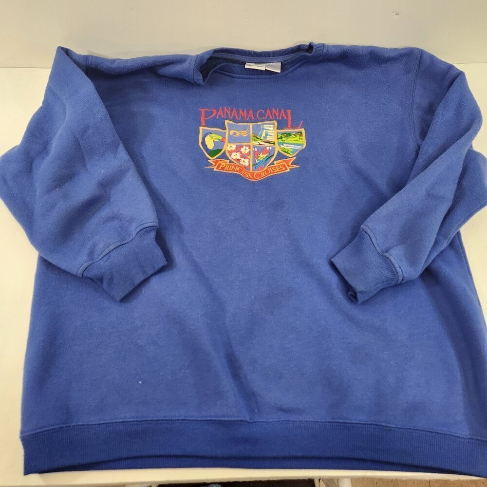 Vintage Princess Cruises Panama Canal Embroidered Sweatshirt Size Medium